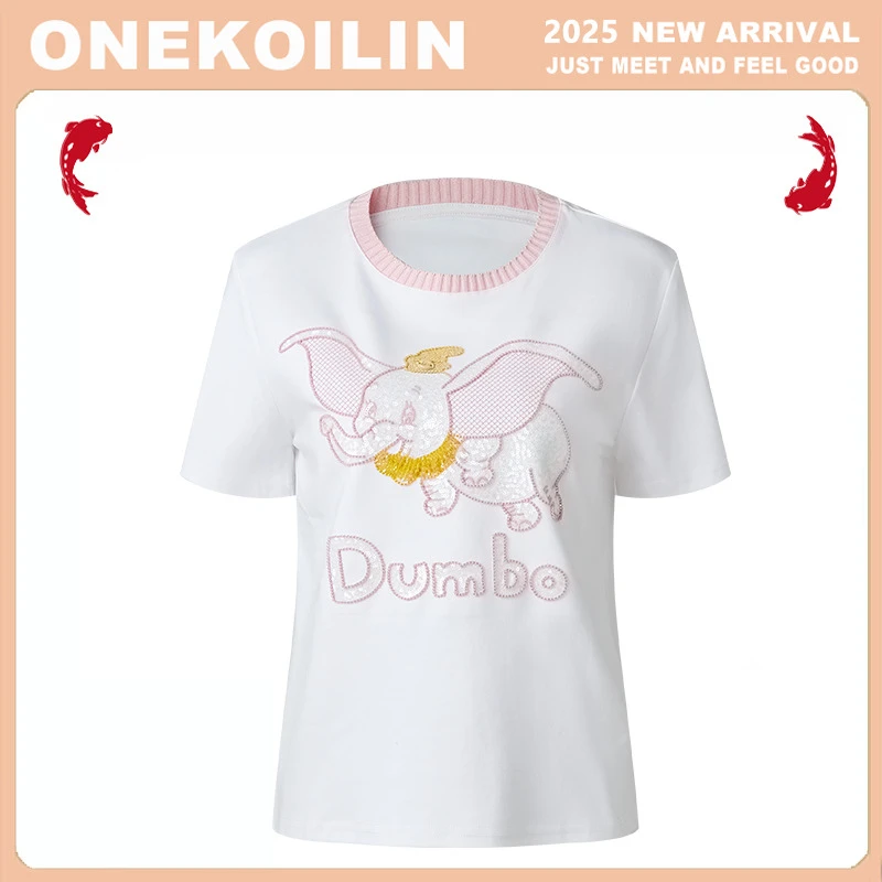 OneKoilin“飞象环游记”重工艺可爱百搭t FXHYJ
