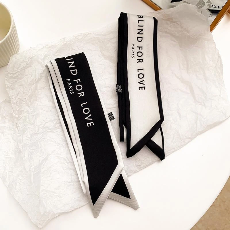 韩版斜角飘带丝巾女细窄长条懒人百搭装饰腰带小领巾发带绑手提包