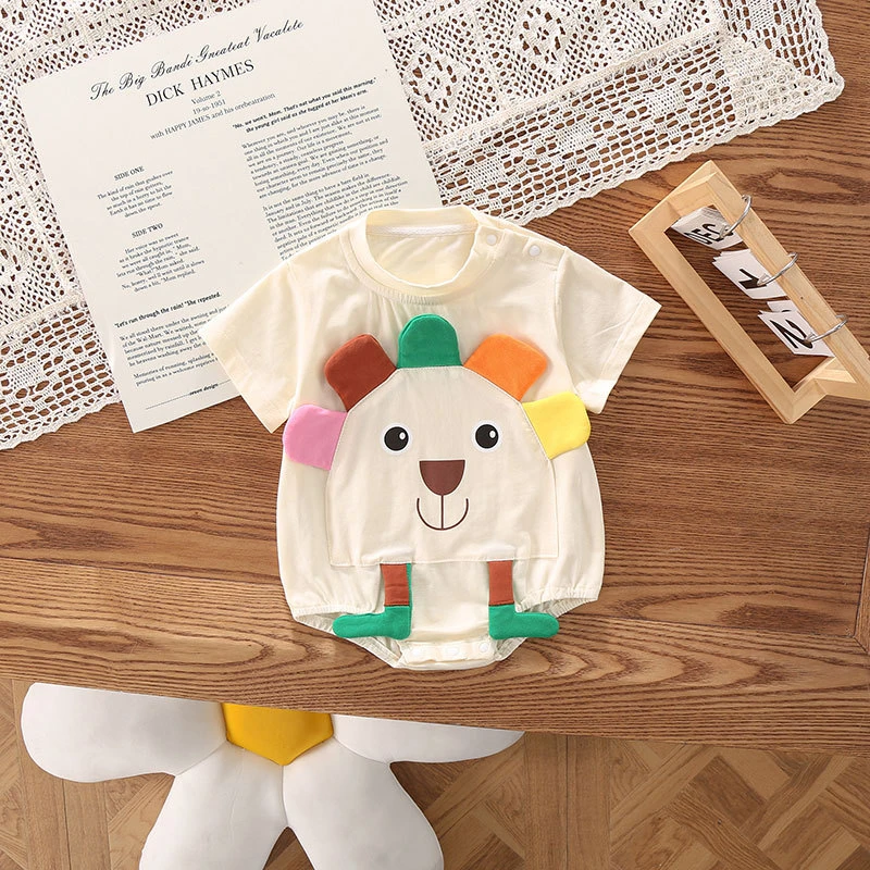 新生婴儿衣服夏季薄款卡通宝宝满月套装夏连体哈衣三角包屁衣