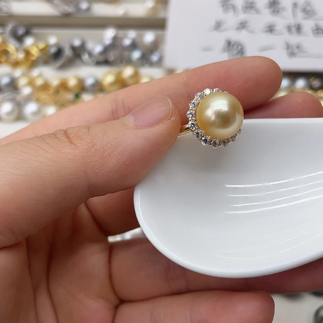 戒指银S925镶嵌海水珍珠