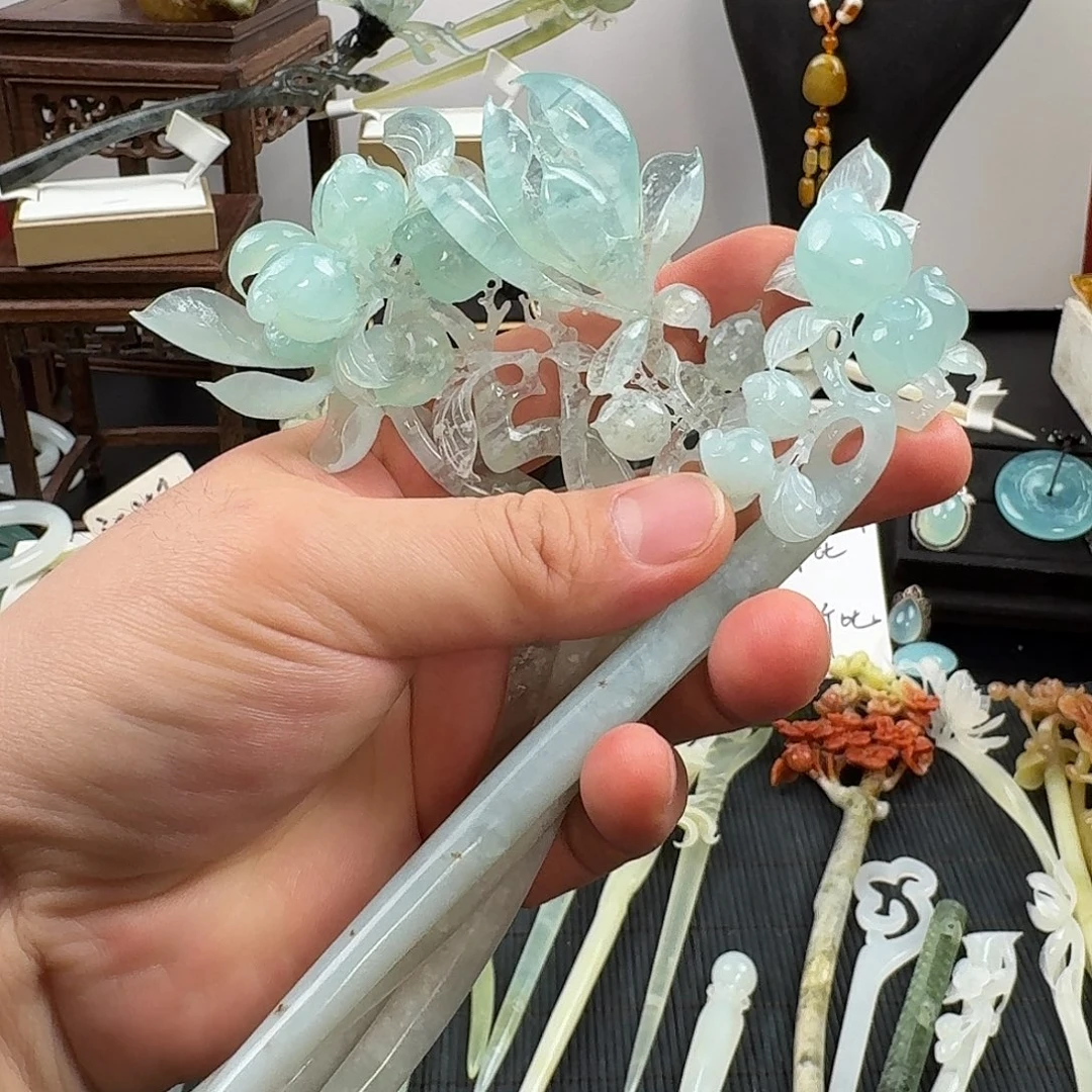 小***N蛇纹石玉未镶嵌发饰