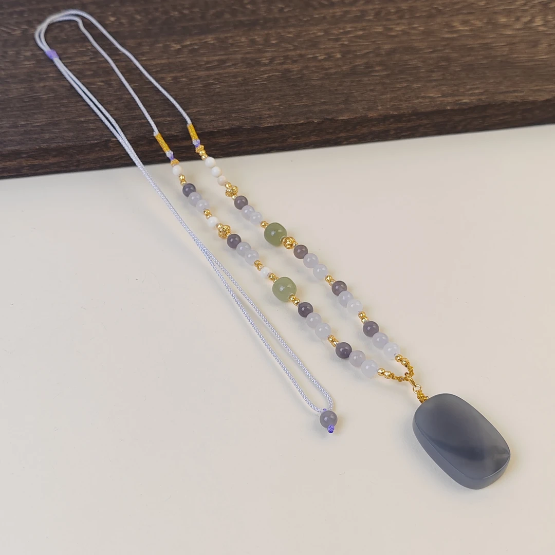 烟紫无事牌珠绳项链（多样性发其一）
