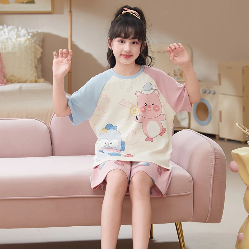 睡衣女童2025新款夏季儿童纯棉短袖薄款小丑鱼中大童小女孩家居服