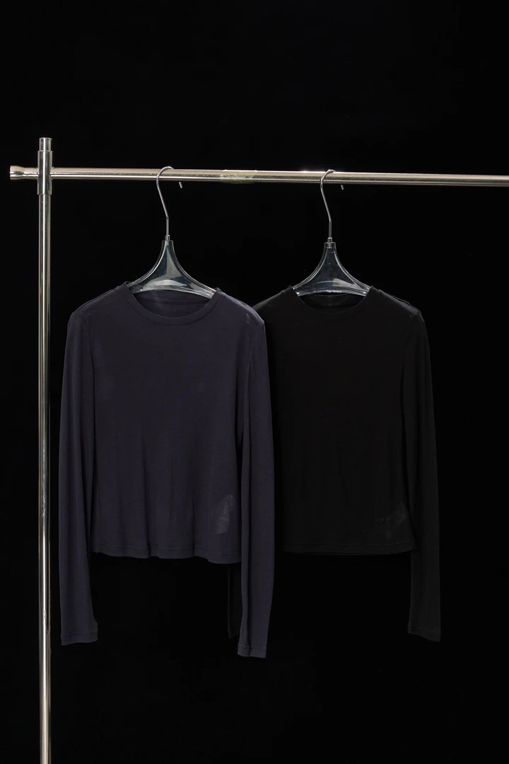 HTT小众设计感原创百搭休闲修身显瘦纯色长袖上衣5121162