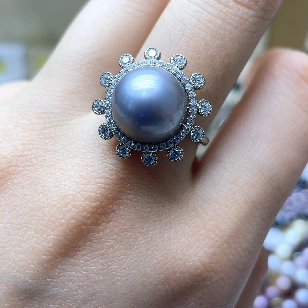 海水珍珠戒指银S925镶嵌