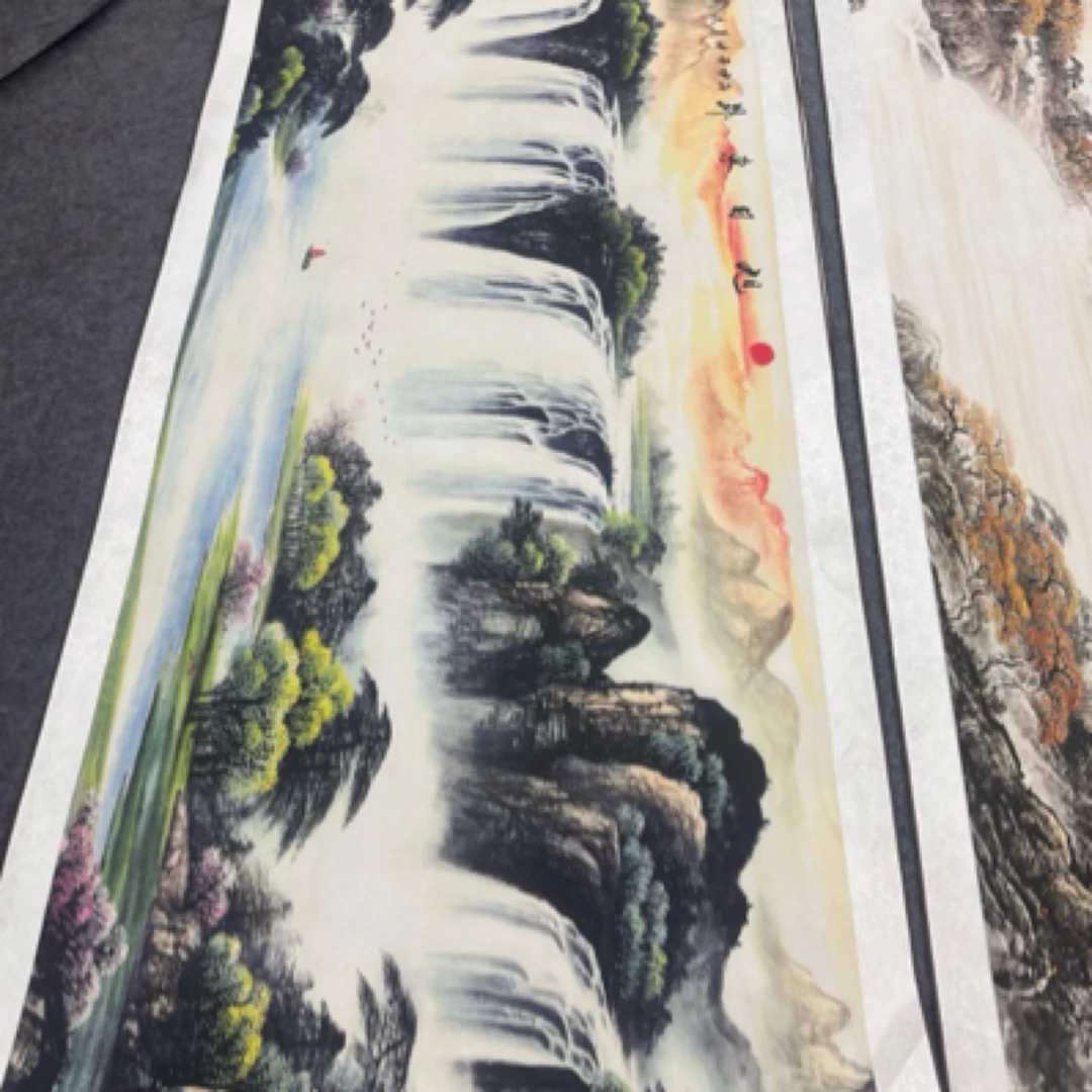 2.8米✖️96厘米旭日东升八方来财山水卷轴挂画