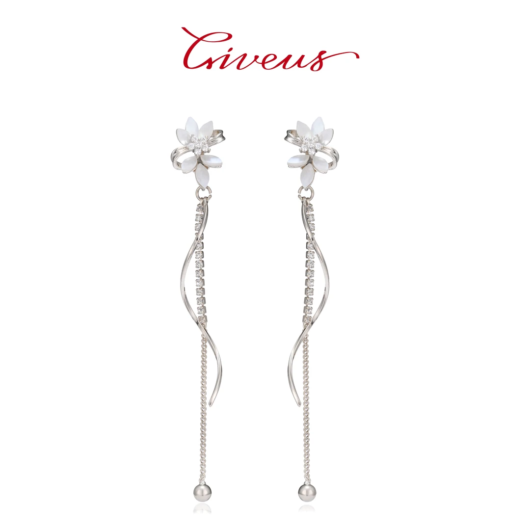 铜合金耳饰 韩版清新植物花卉花蕊花朵波浪甜美耳饰P066