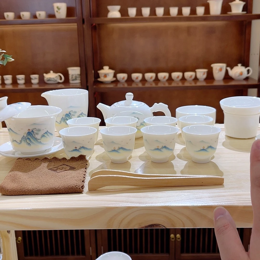 杯玄致羊脂玉瓷茶具套装