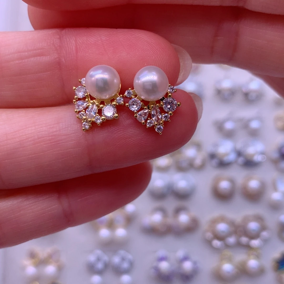 合金淡水珍珠耳饰