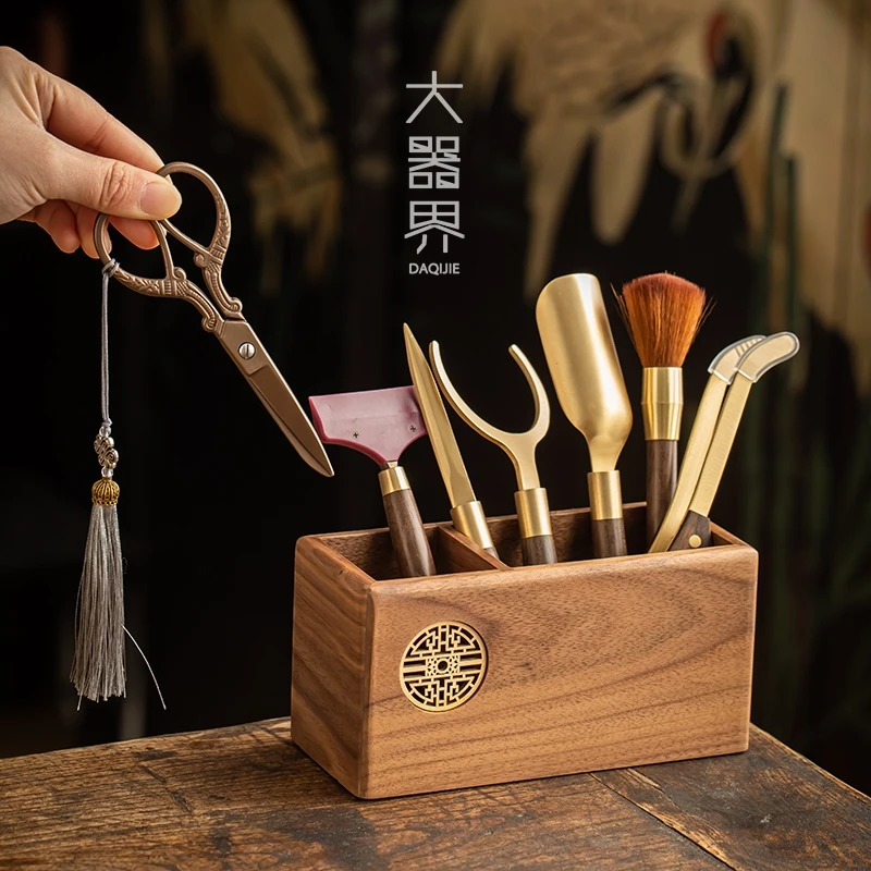 茶道六君子套装茶具配件家用高端茶则泡茶工具纯铜配件茶夹茶夹子