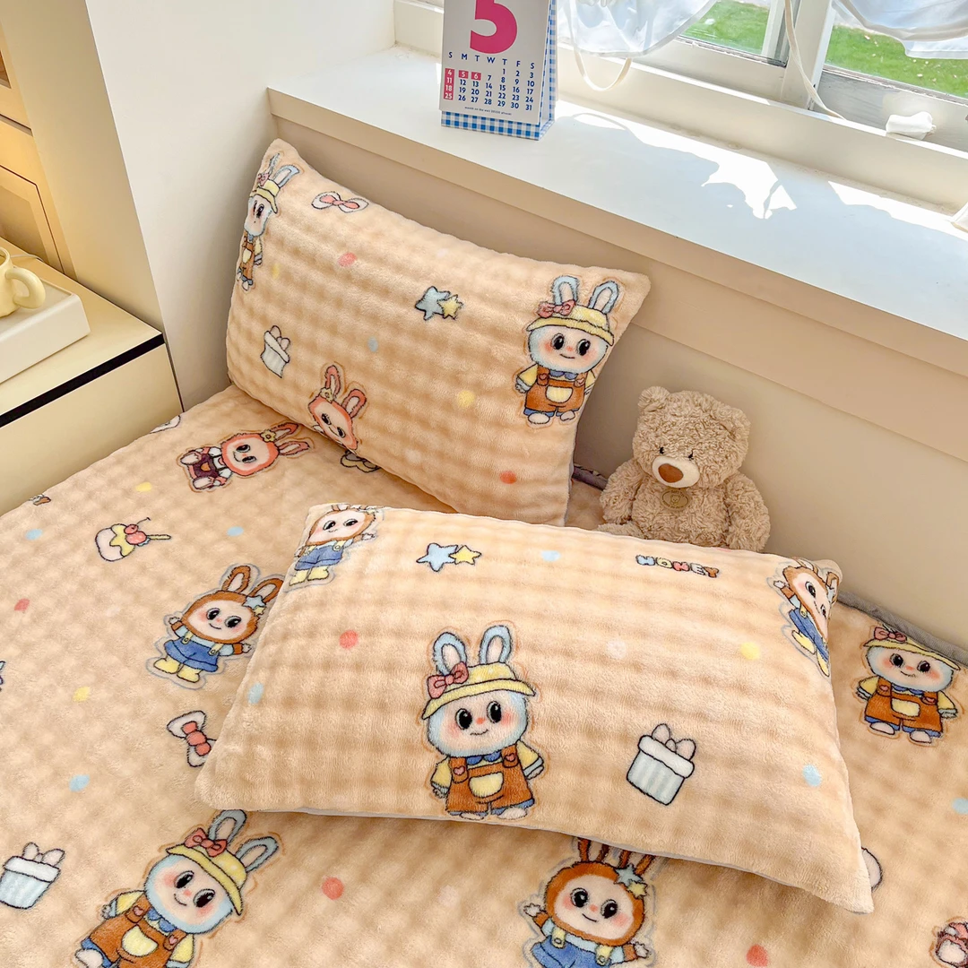 加厚泡泡牛奶绒枕套一对装秋冬季家用珊瑚绒枕头套单人枕芯内胆罩