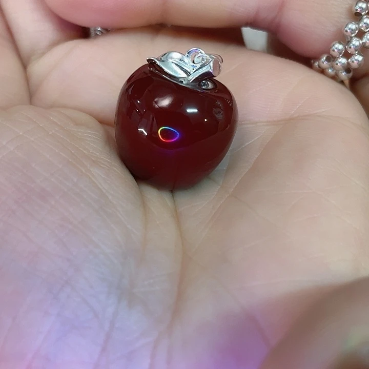 吊坠925银花岗岩苹果吊坠纯银上面是银下面不是