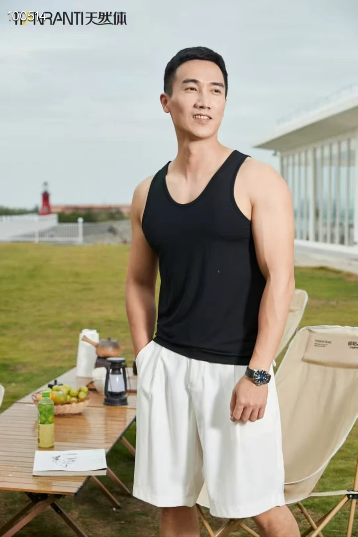 天然体舒适弹力亲肤透气四季可穿的男士背心8634