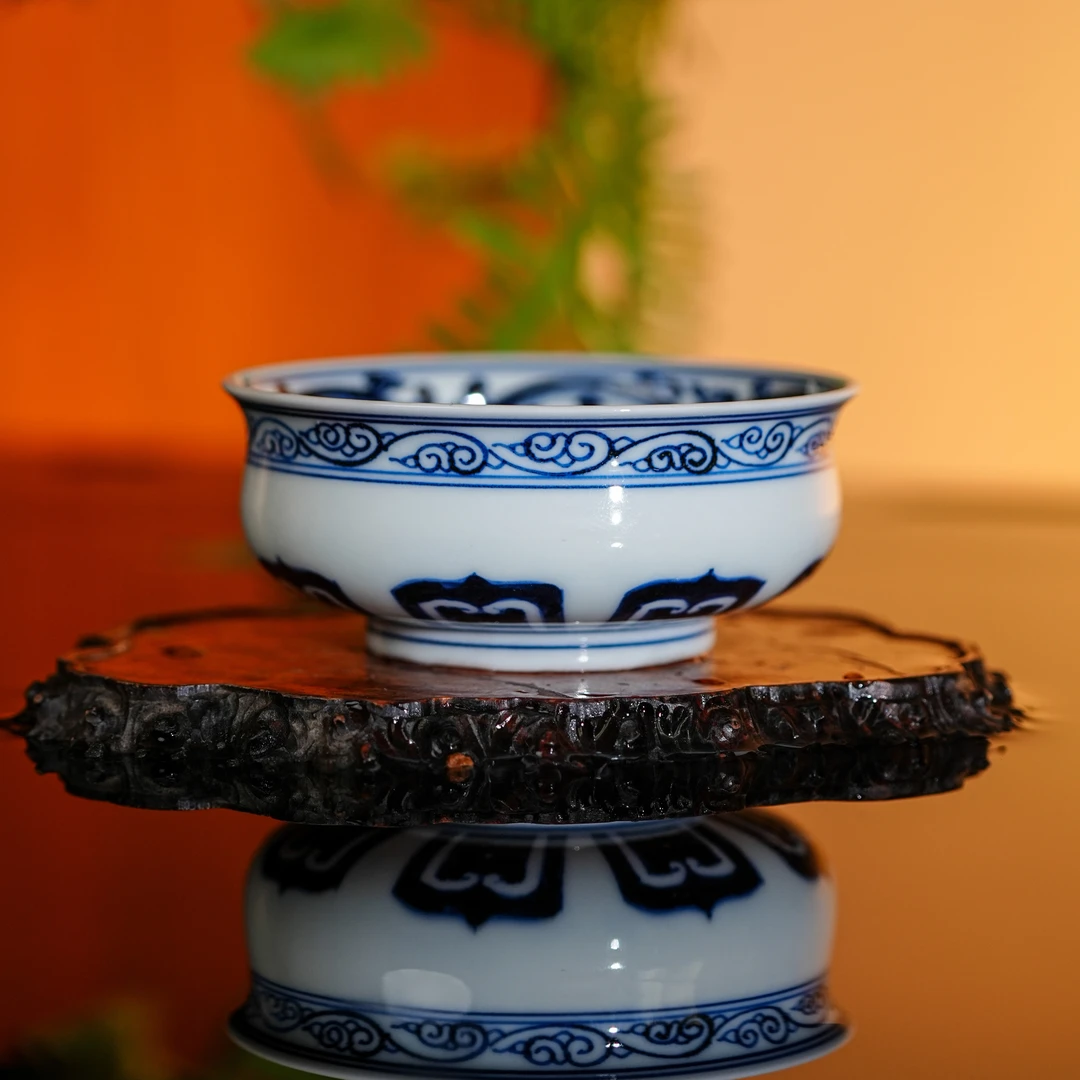 【墨舍柴窑】内绘双线缠枝炉式杯（moshe373）陶瓷纯手工主人杯手绘