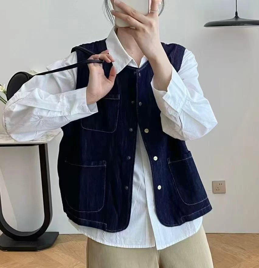 女士牛仔棉马甲时尚百搭宽松休闲上衣883