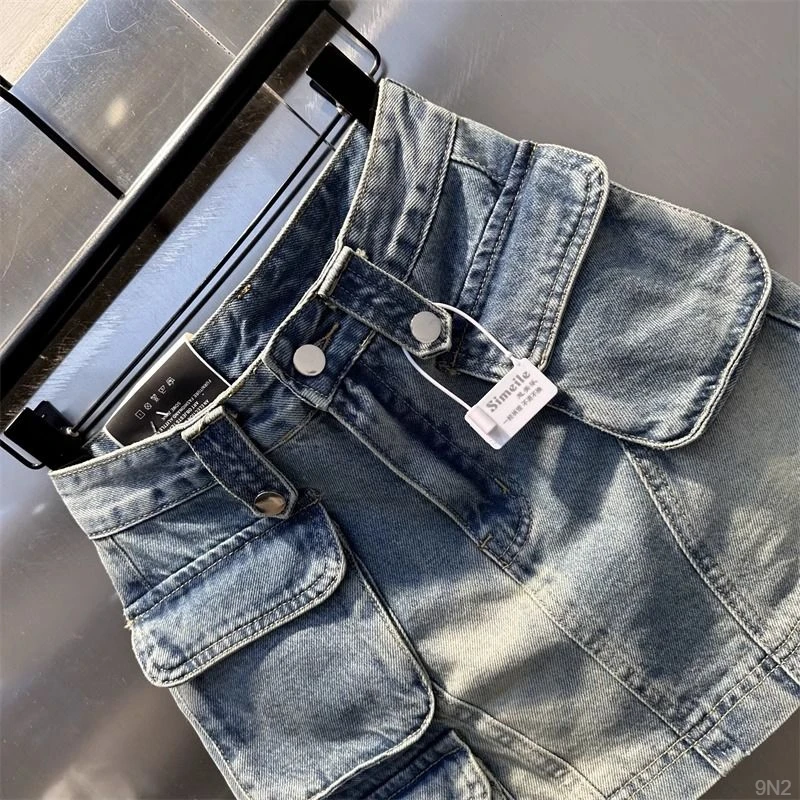 韩系复古小众设计洋气时尚工装牛仔半身裙2025夏季防走光A字短裙