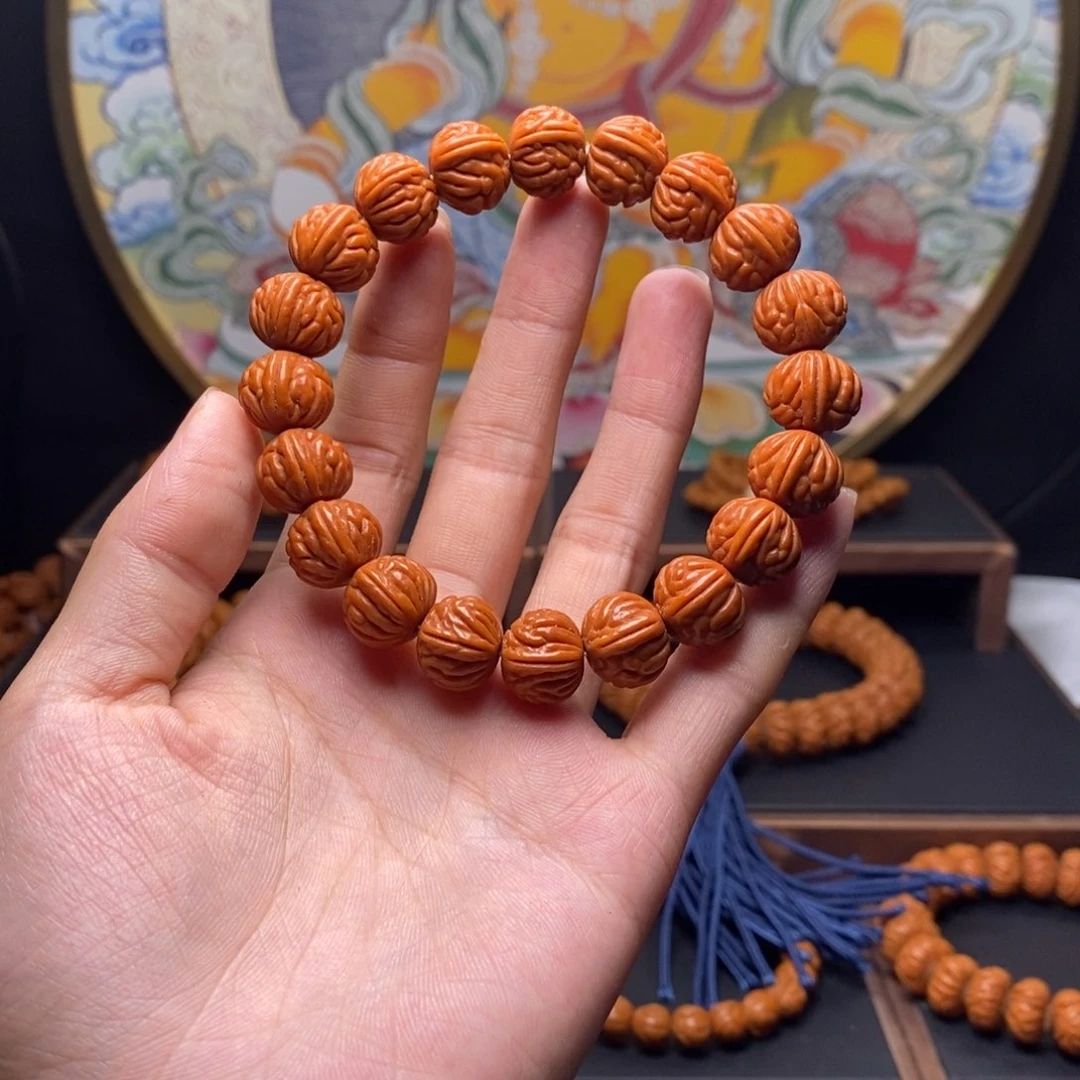 手串桃核龙纹桃核红魔