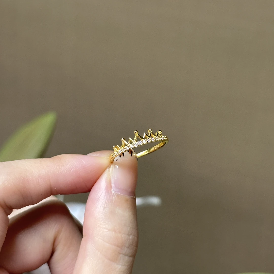 爱一IBELOVE 足金999 排钻皇冠戒指 6D工艺