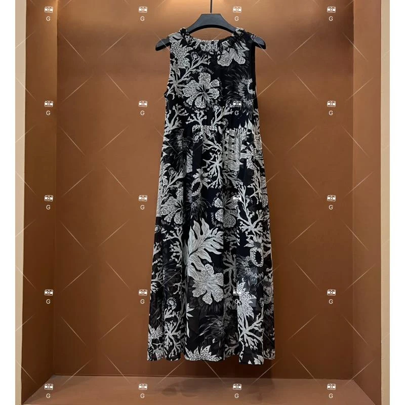 【娜娜】夏季新款复古时尚百搭印花无袖连衣裙 H-225