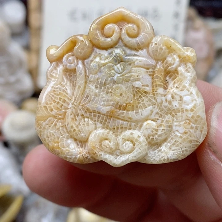 硅化珊瑚（珊瑚玉）未镶嵌颈饰有瑕 小