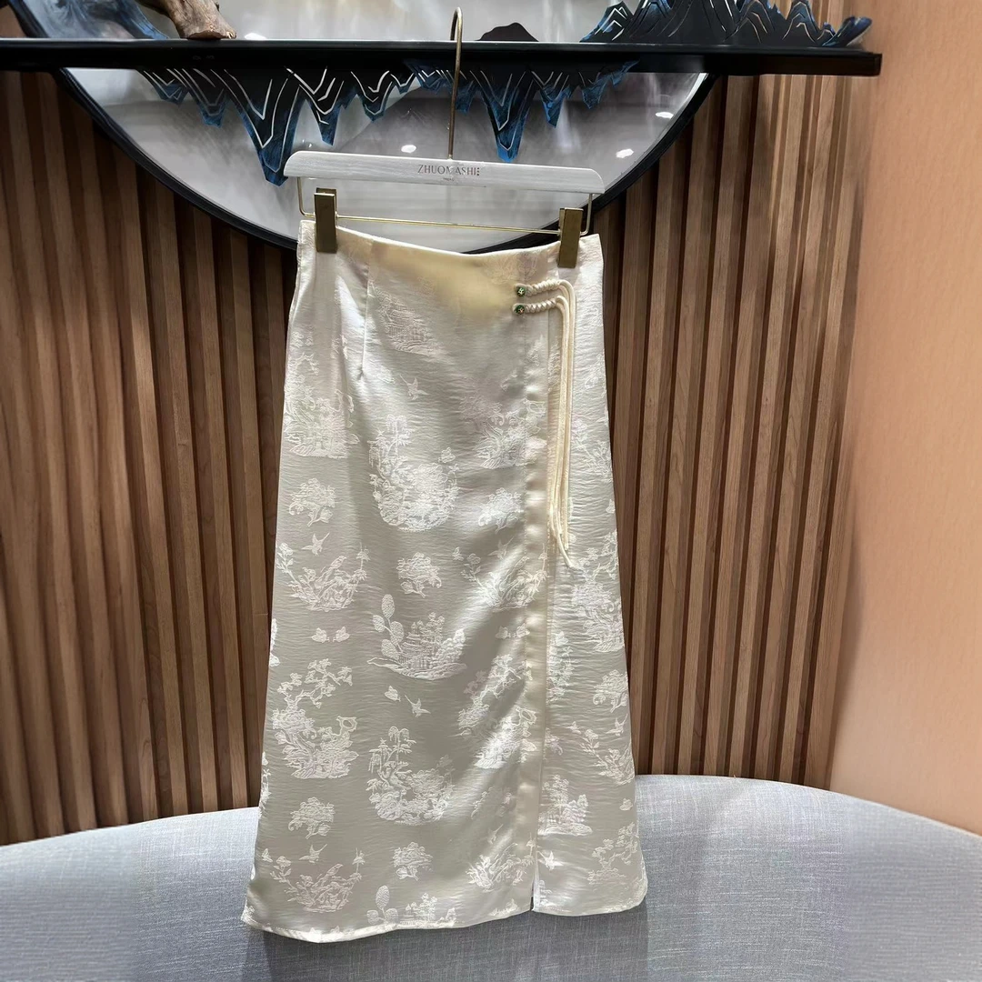 5329裙子设计师重工长款气质时尚明制薄款提花女装成人轻奢