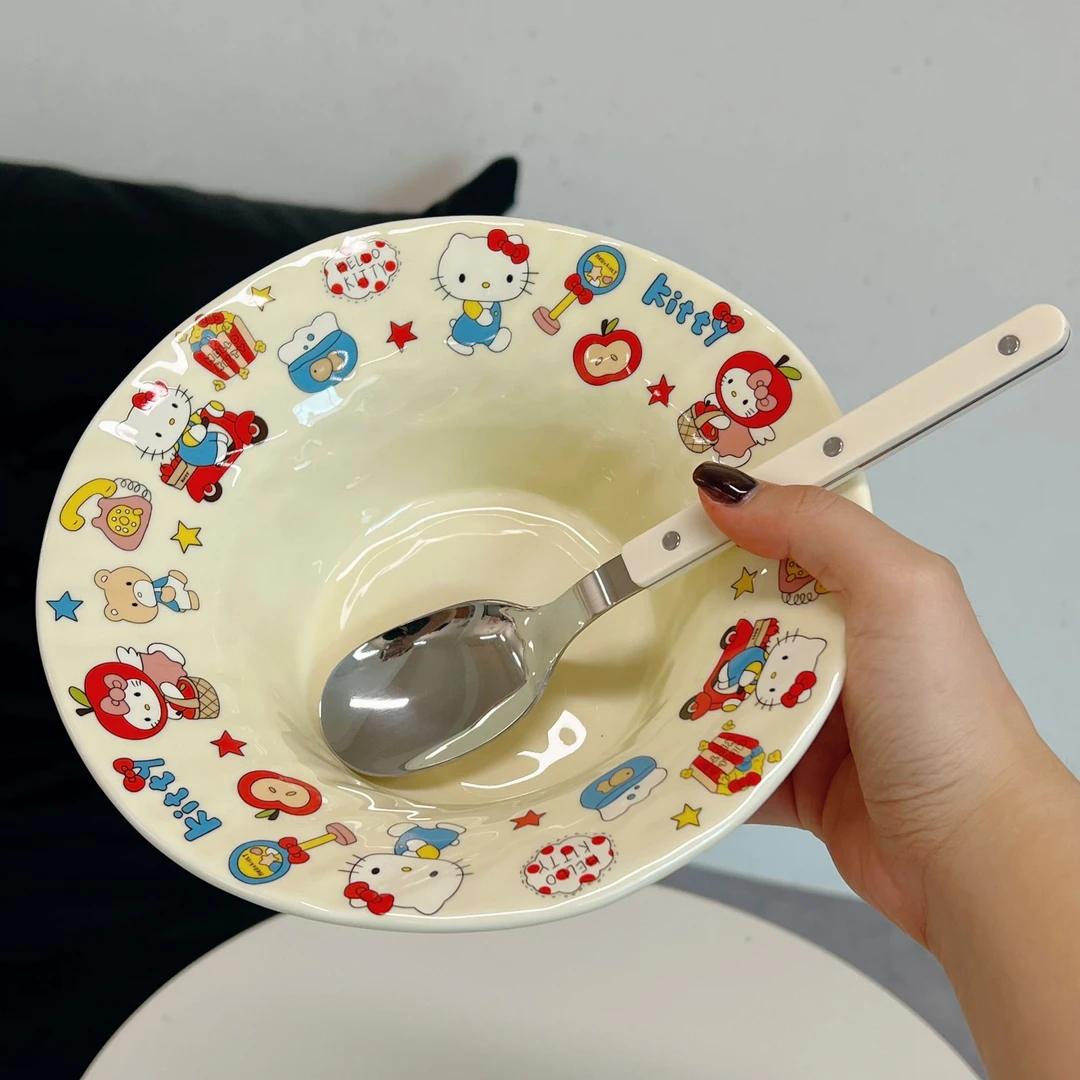 【呼噜噜】出口尾单 卡通可爱草帽碗沙拉碗螺蛳粉碗饺子碗陶瓷