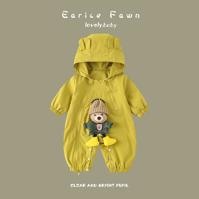 QQ婴儿衣服春季男女宝宝可爱连体衣满月百天爬爬服外出长袖哈衣服