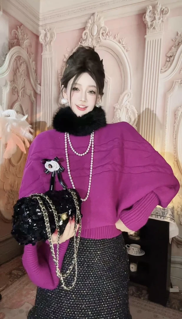 【崔】M0187高领加厚毛衣保暖韩版宽松加厚百搭上衣纯色慵懒风