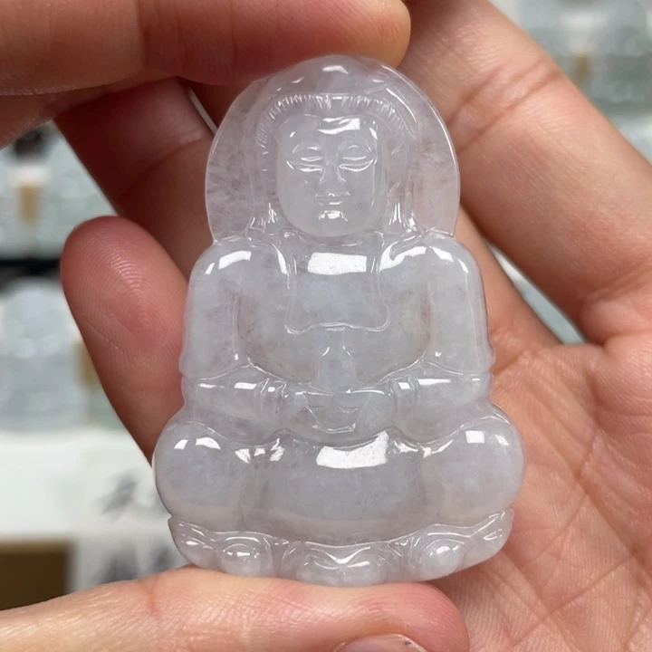 颈饰未镶嵌翡翠天然缅甸翡翠A货观音85号