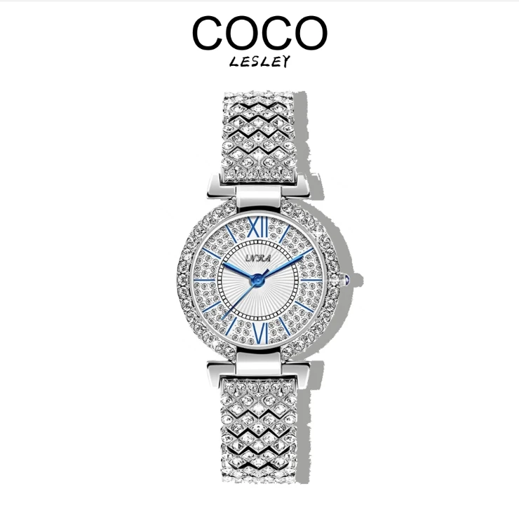 【COCO LESLEY】时尚满钻满天星女士轻奢腕表银色款 68008 FL