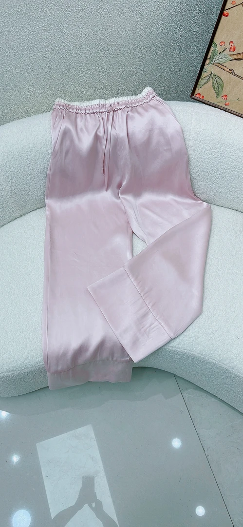 (行云直筒裤）夏季铜氨丝直筒裤微弹力绑带高腰百搭休闲裤