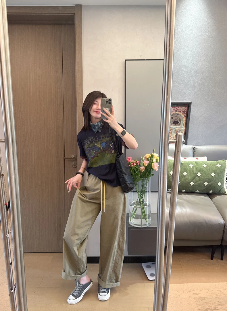 【NO退NO换】欧货自由旅行怀旧军绿色休闲裤