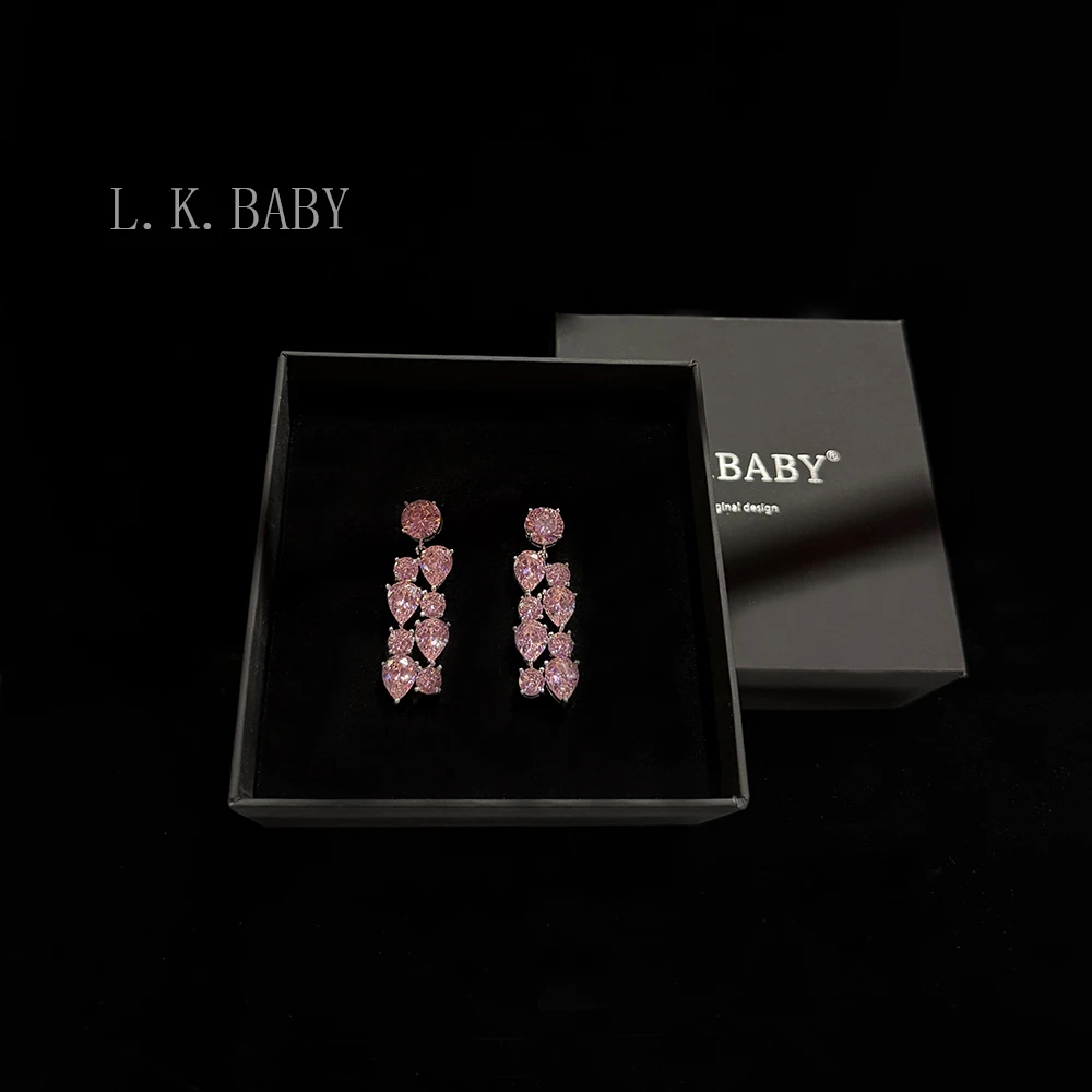 合金耳饰 【L.K.BABY】奢华巴洛克水滴流苏锆石水晶吊坠耳环配饰