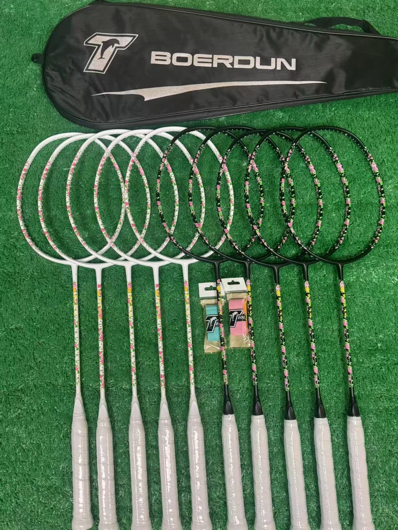 东北大红花配色全碳素羽毛球拍