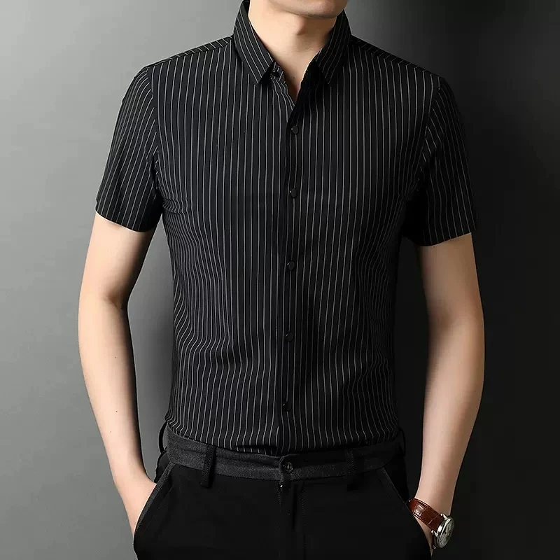 Louis Fordea/路易弗狄短袖衬衫透气条纹商夏季透气夏季透气条纹