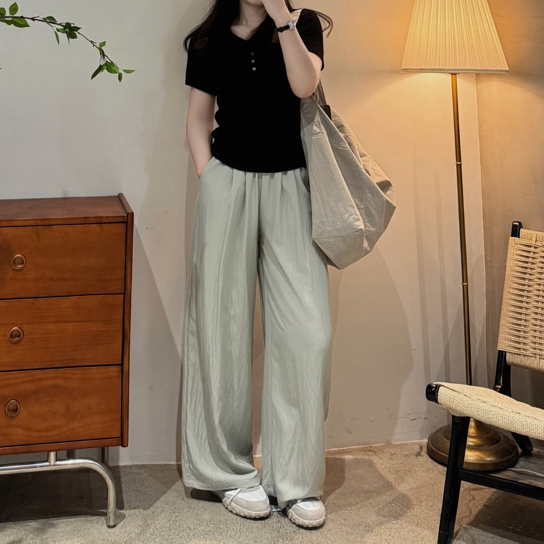 今婷裤子女款爆款2025新款夏季薄款休闲显瘦宽松阔腿裤-J25214301
