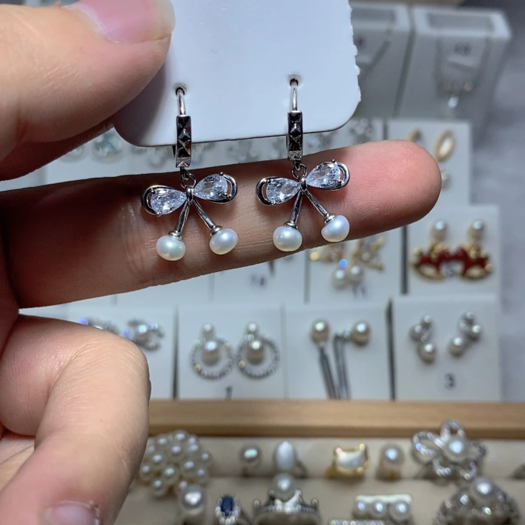 耳饰淡水珍珠银S925镶嵌