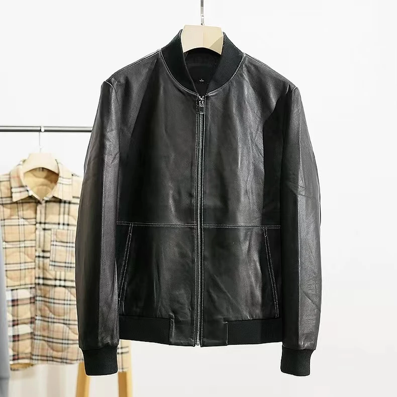 男士休闲百搭黑色棒球领春秋修身简约风潮流时尚经典外套