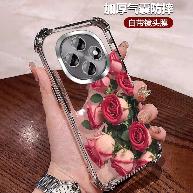 复古玫瑰适用oppoa6pro手机壳四角防摔轻奢a6gt全包带镜头膜 小众