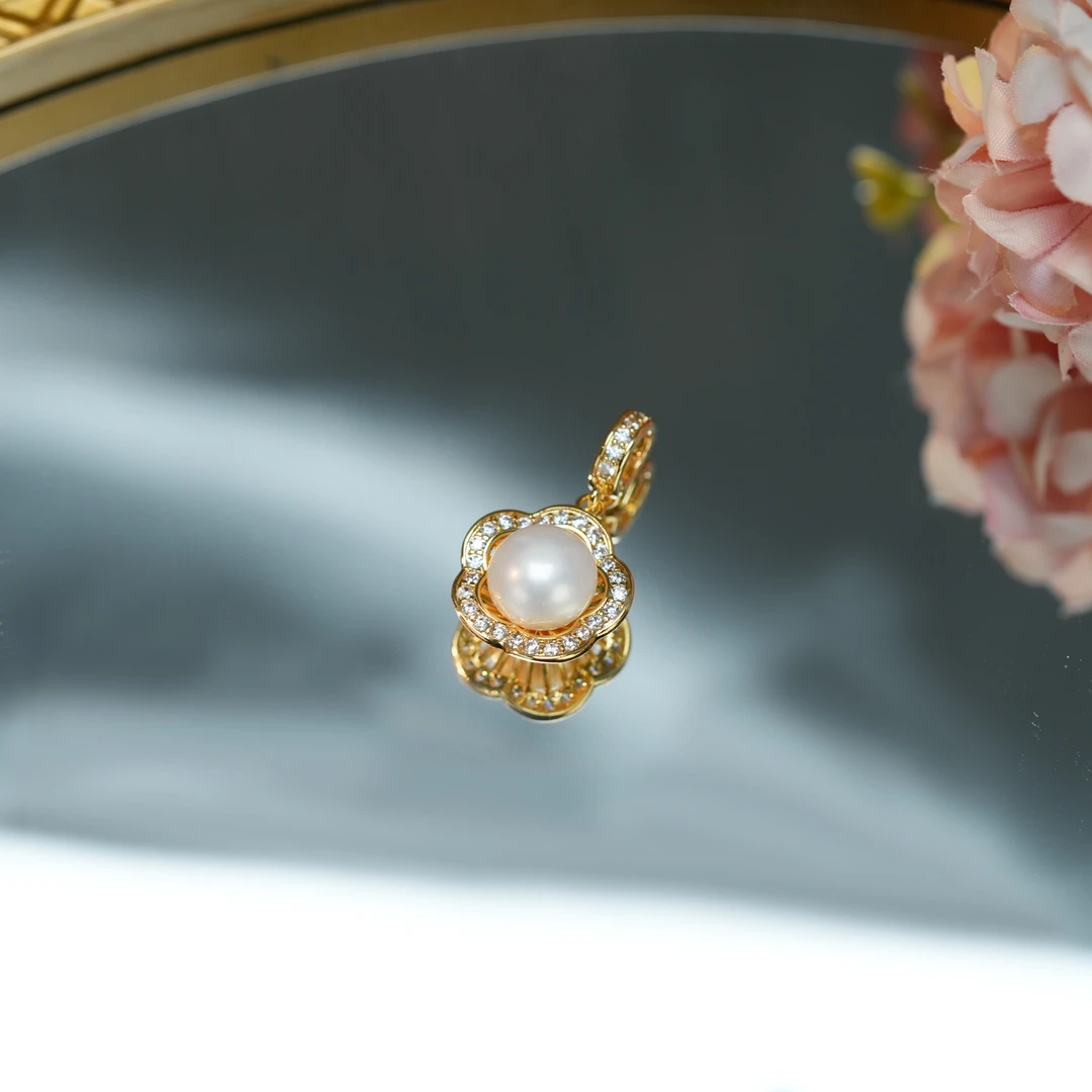 【小霞珠宝】花朵吊坠时尚小众天然珍珠正宗气质复古 WE403