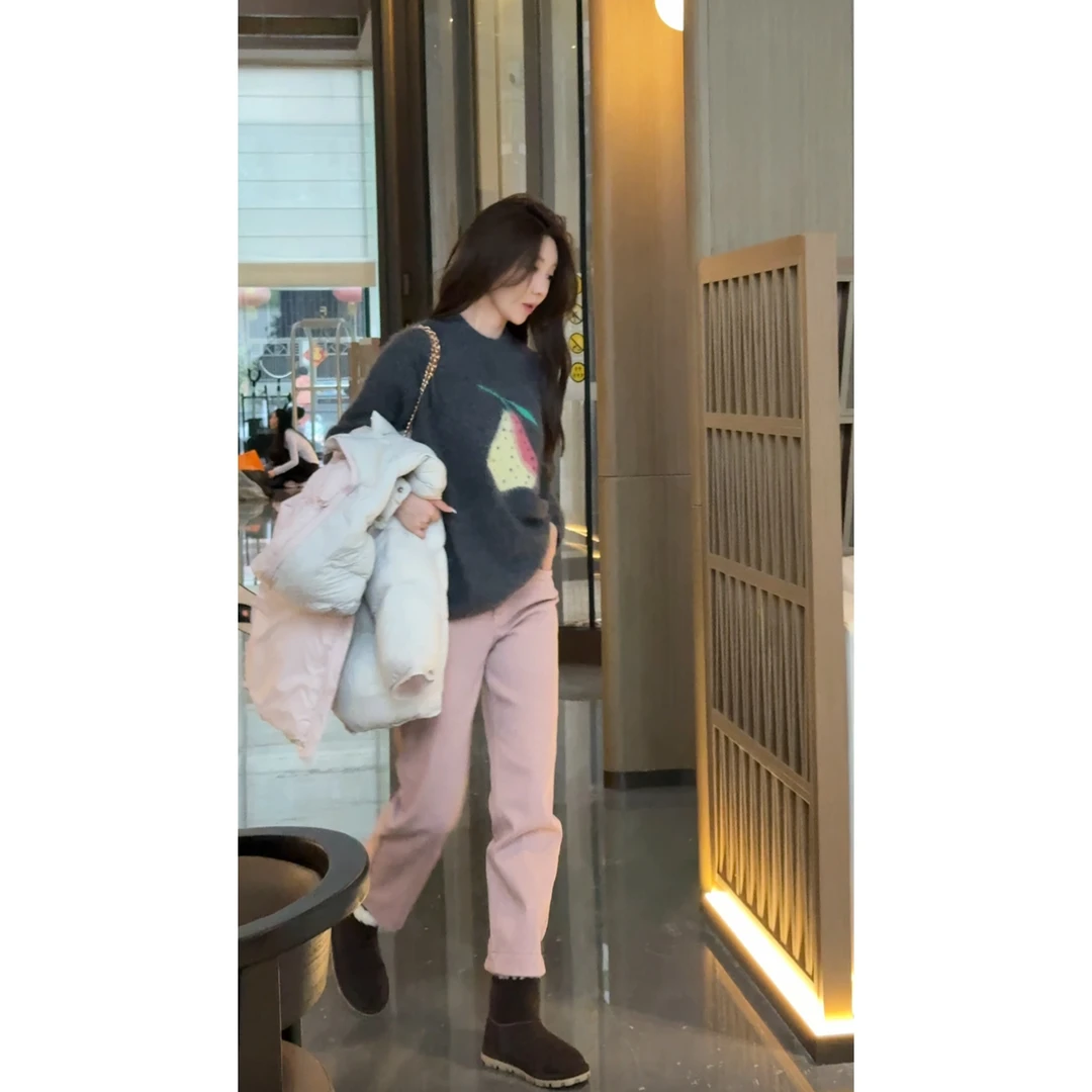 BOXUE“雪莉”2025秋冬宽松慵懒羊毛拉毛绒面轻奢毛衣#251201MY7184