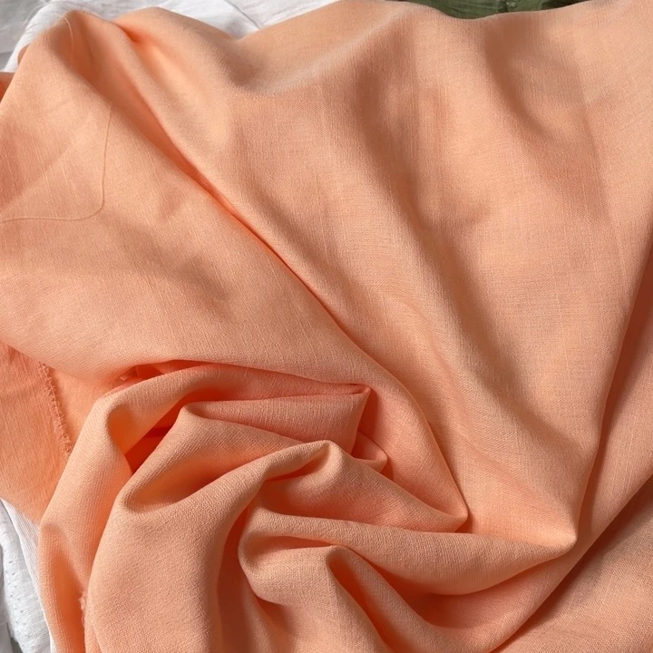天丝（莱赛尔纤维）浅粉橙竹节麻1