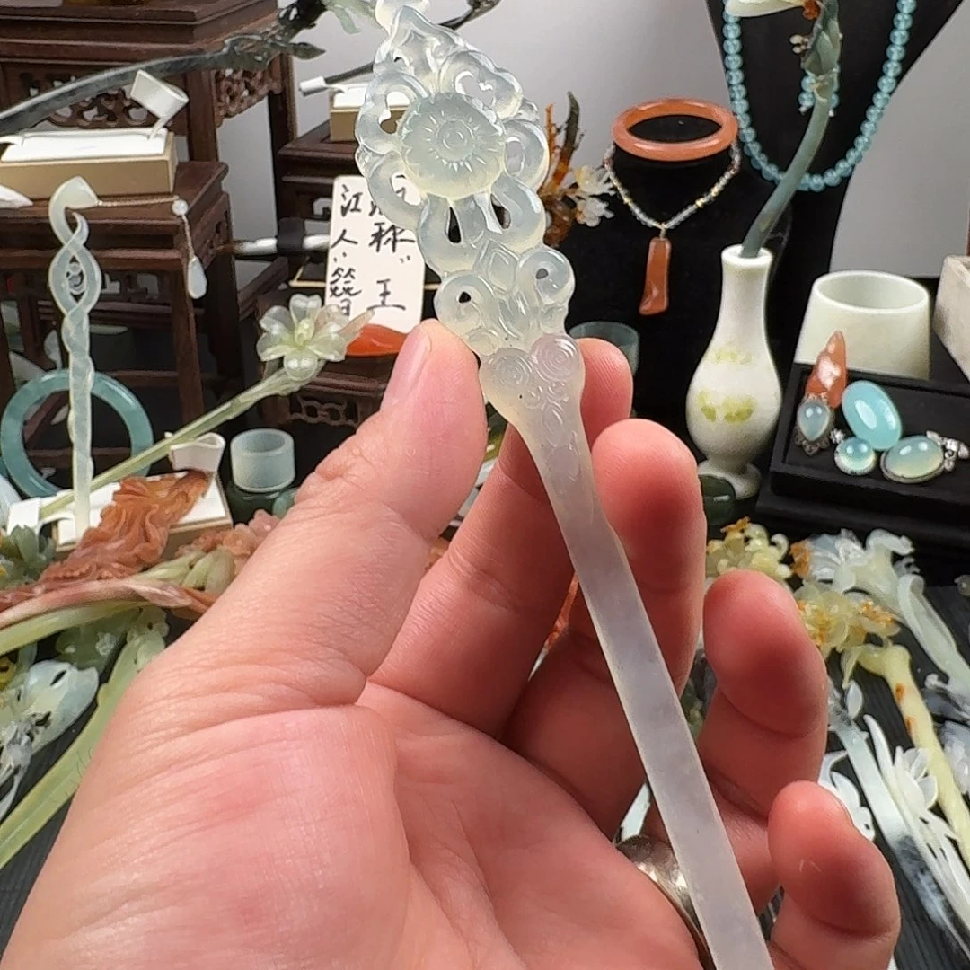 蛇纹石玉未镶嵌发饰