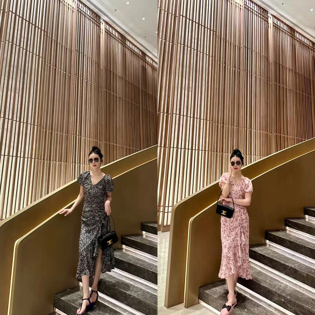 DL乐乐家【瑞拉的裙摆】新款碎花法式方领连衣裙气质高级感连衣裙