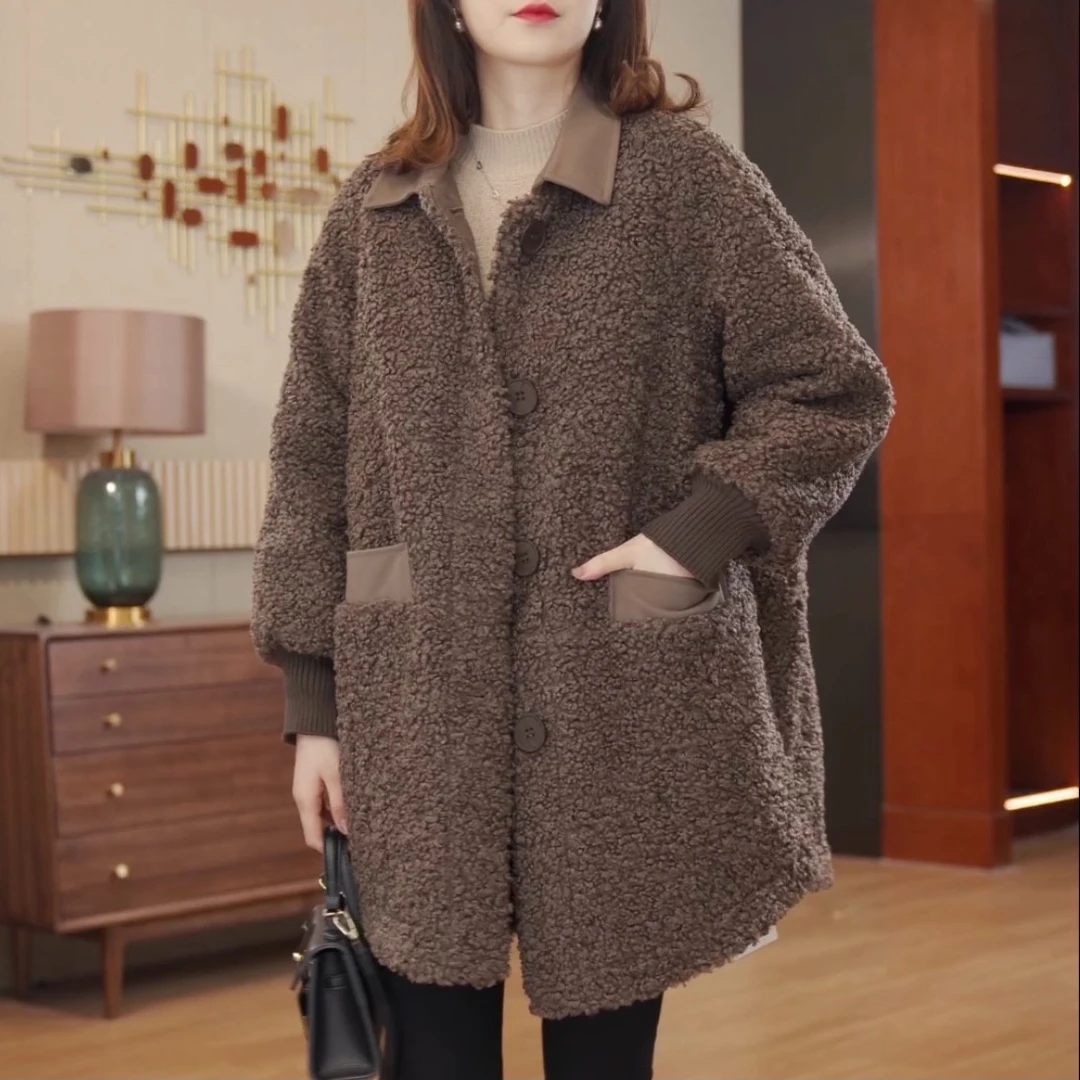 【衣品乐】欧洲站冬季新款加绒加厚外套中长款大码宽松女DUB2691