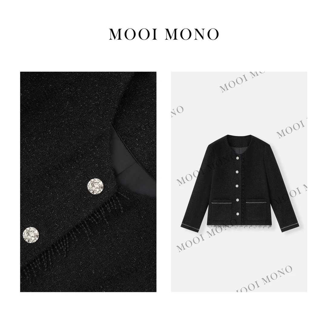 MOOI MONO"奢华瑰梦"显瘦时尚早春圆领小香风流苏外套 W590S51
