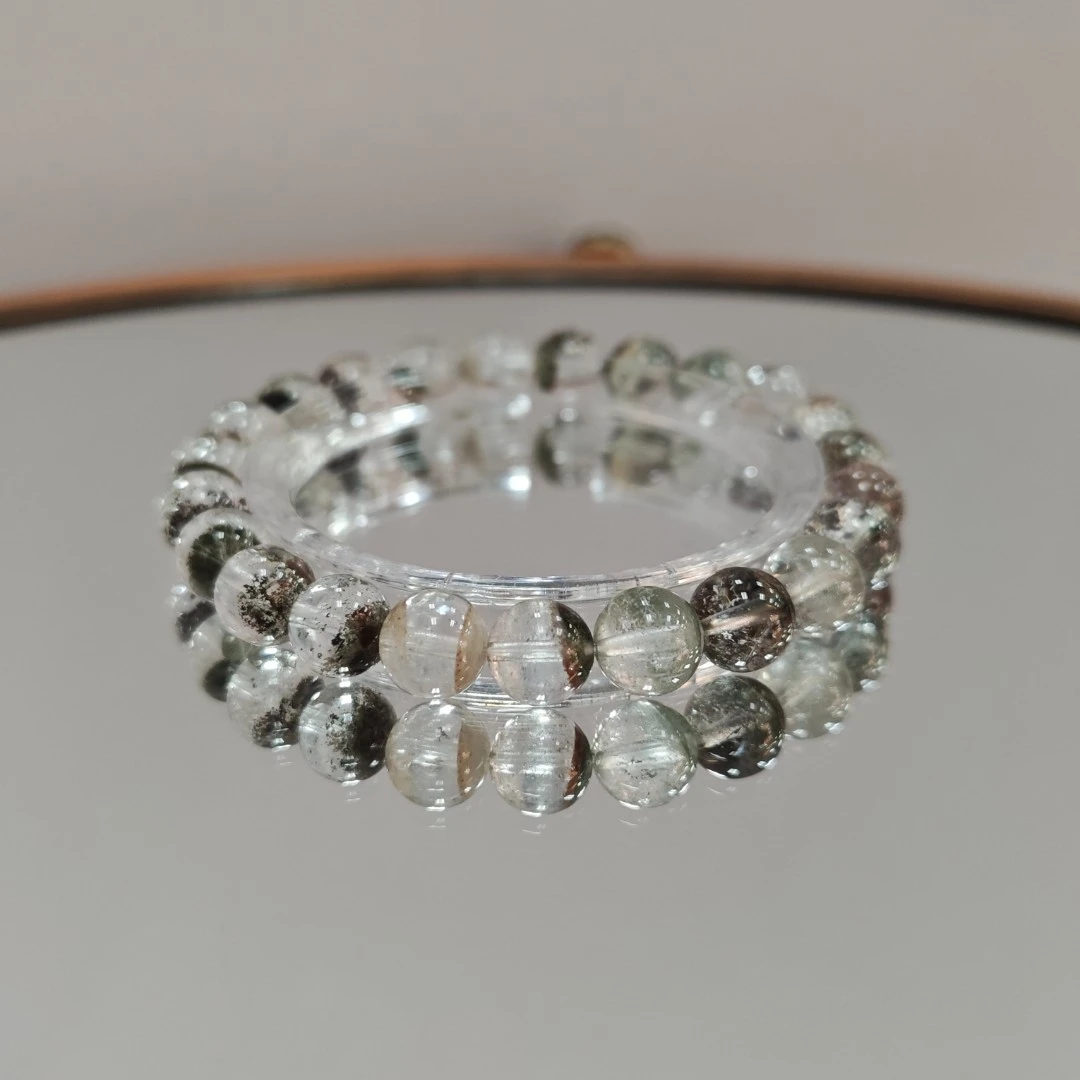 【新品】天然绿幽灵四级幽灵聚宝盆手串1-10