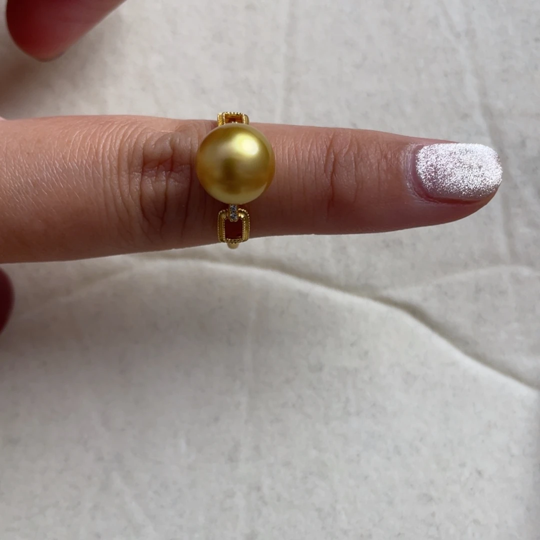 海水珍珠戒圈银S925镶嵌翟*果