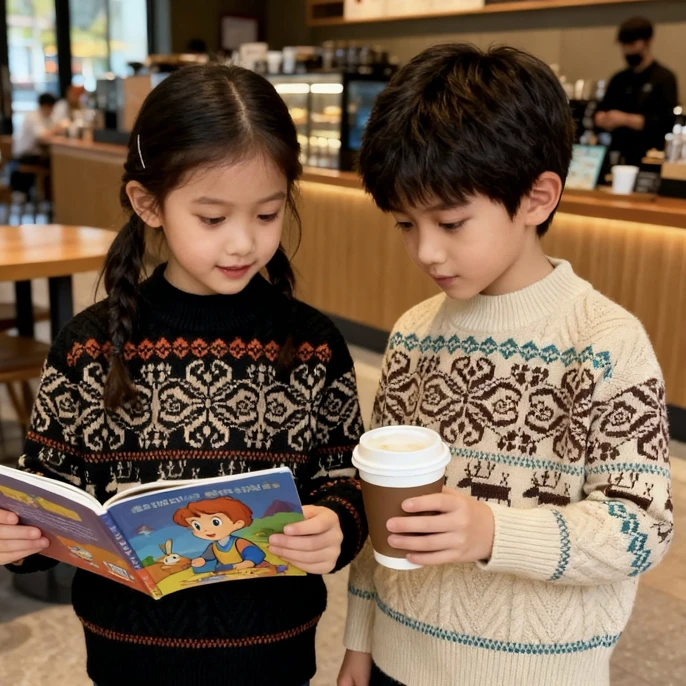 【伦敦码头】秋冬复古提花圆领洋气男童爆款女童针织毛衣6-12岁潮款