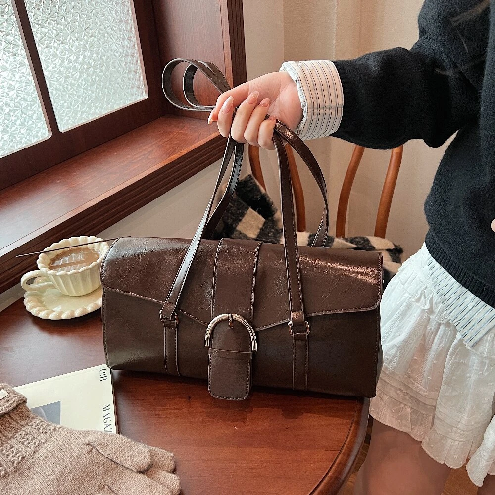 小众复古油蜡皮腋下包包包女款爆款2025新时尚单肩法棍包百搭女包